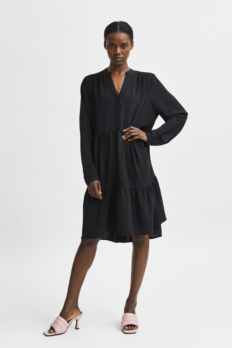 pedro del hierro Vestido camisero de manga larga con volantes Devoluciones gratuitas