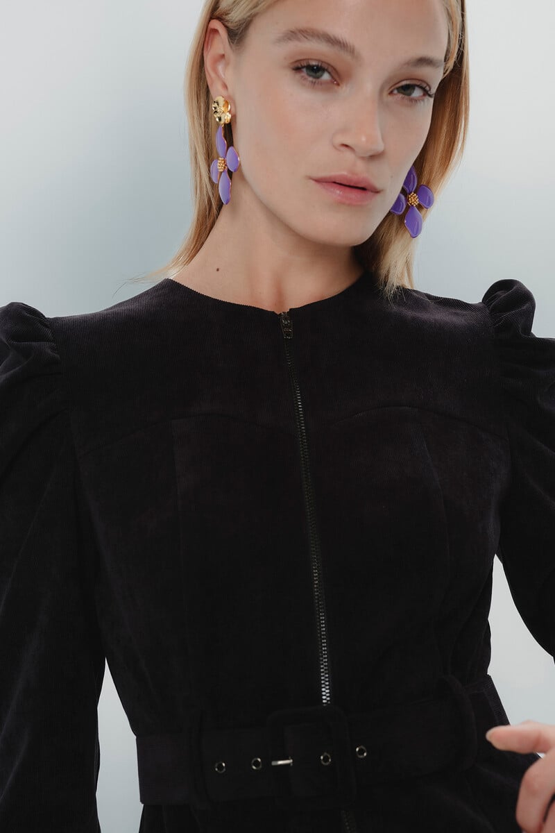 pedro del hierro Vestido negro con manga abullonada Últimos 2 días