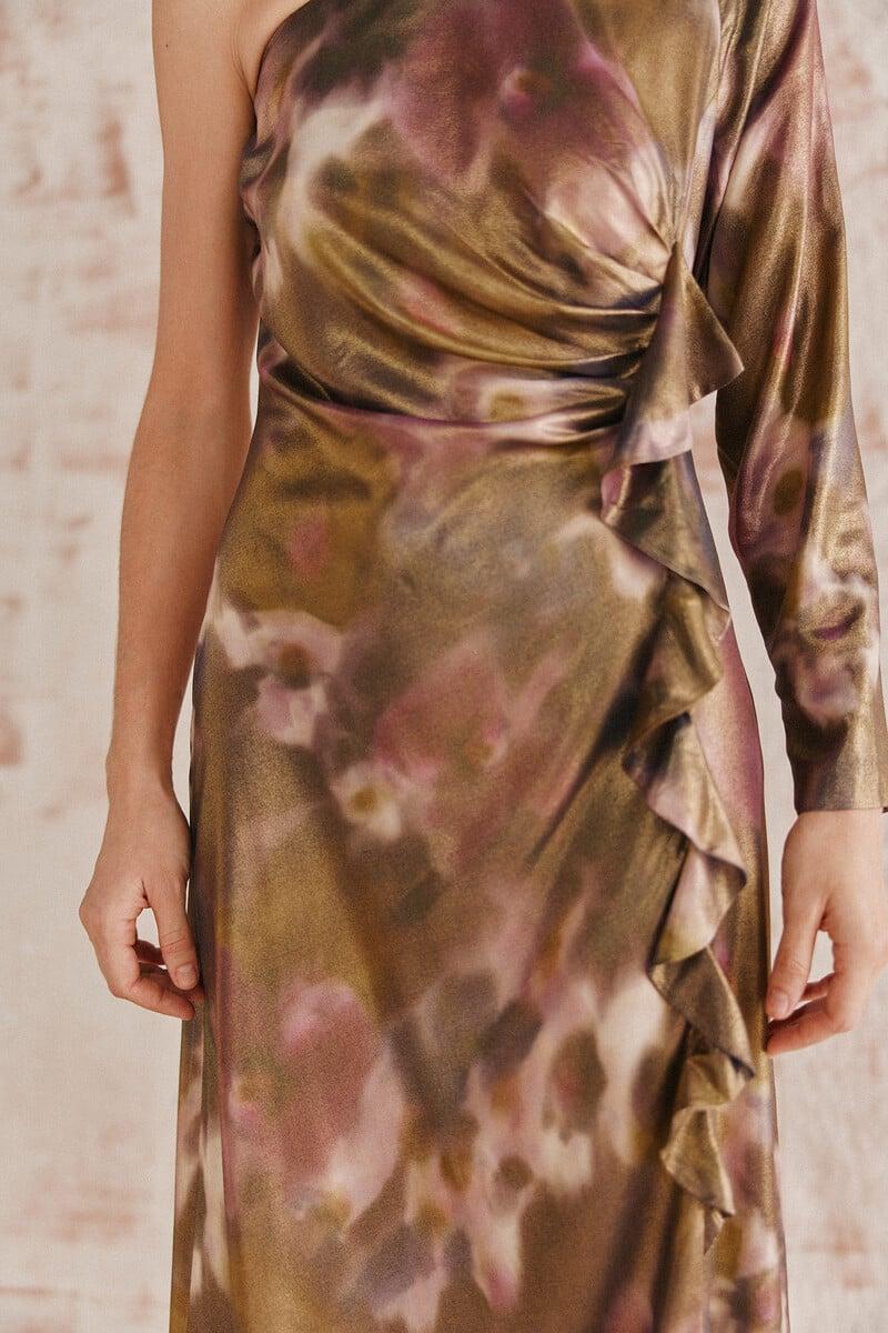 pedro del hierro Ricarda. Vestido asimétrico dorado Precios de Black Friday