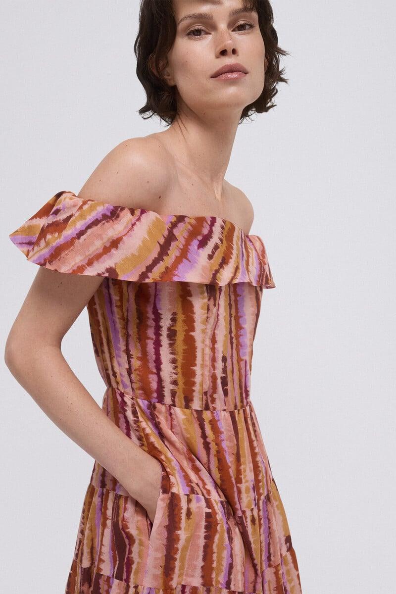 pedro del hierro Vestido estampado volante Rebajas de fin de temporada