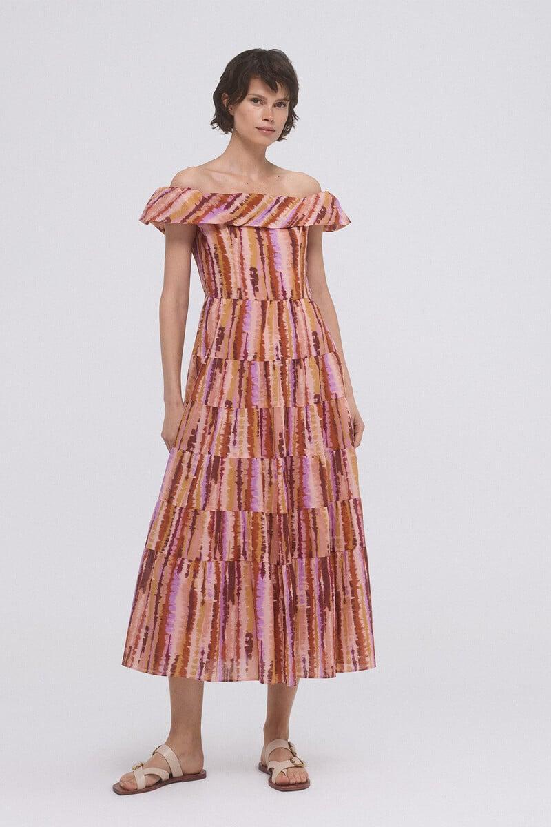 pedro del hierro Vestido estampado volante Rebajas de fin de temporada