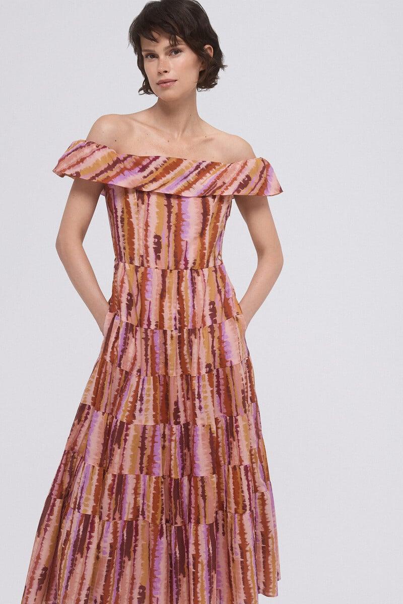 pedro del hierro Vestido estampado volante Rebajas de fin de temporada