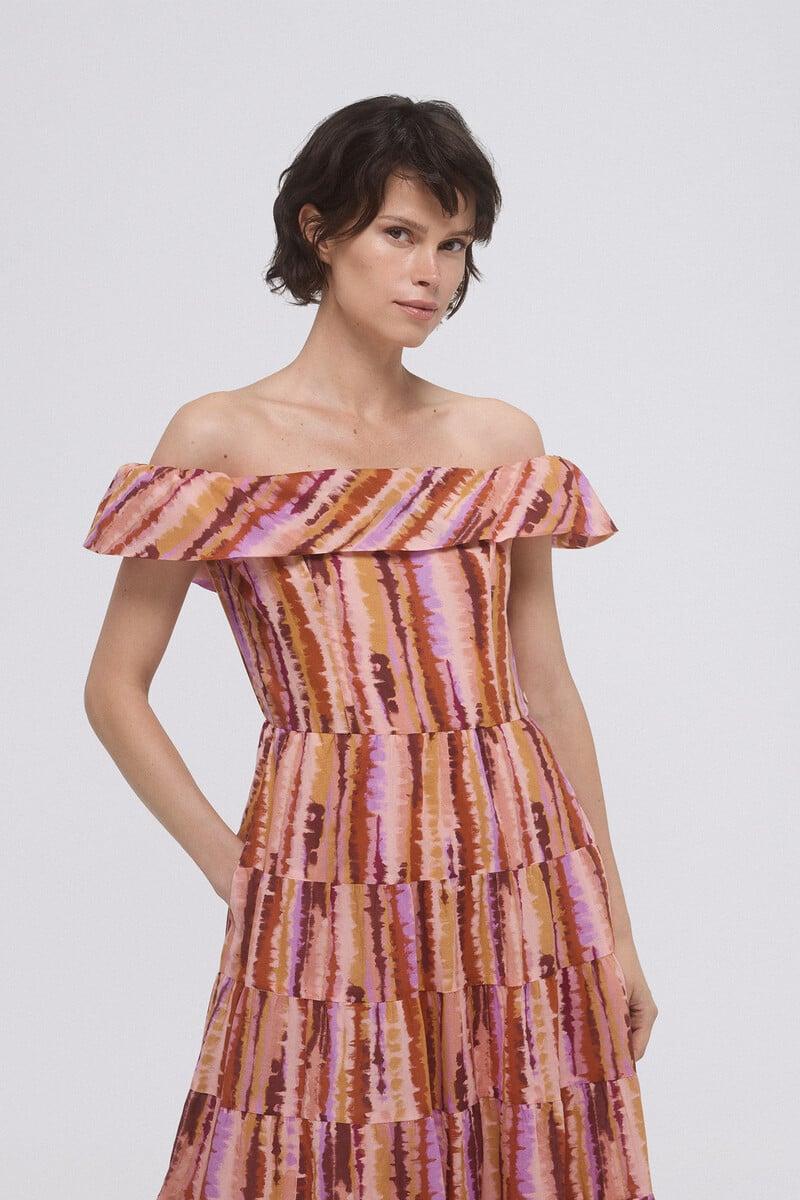 pedro del hierro Vestido estampado volante Rebajas de fin de temporada