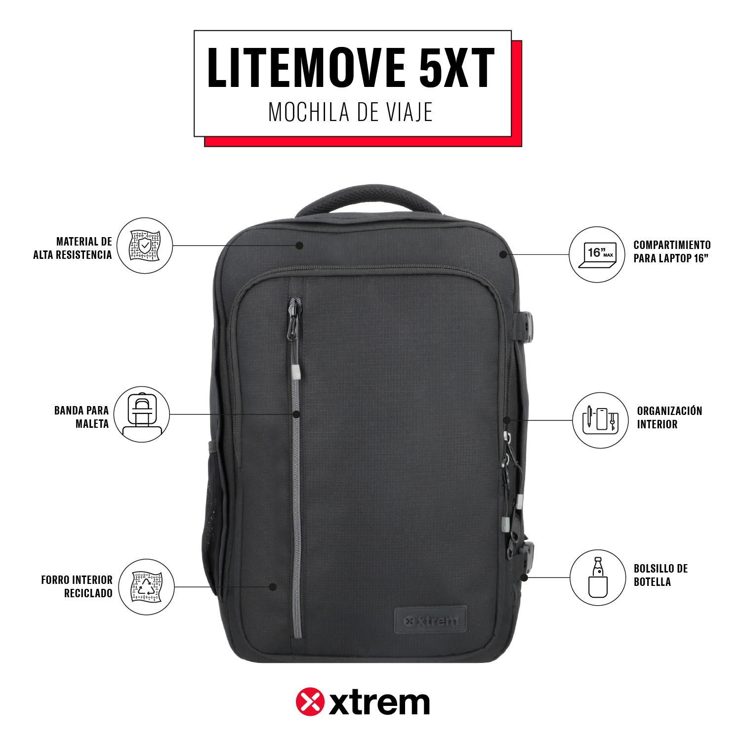saxoline Mochila de viaje Litemove negra L Ahorra y exporta