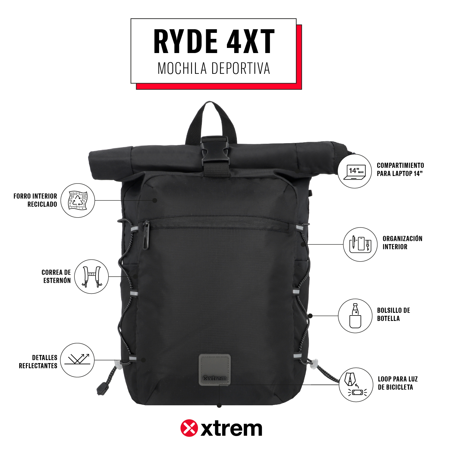 saxoline Mochila para notebook 14" Ryde negra Descuento por venta flash