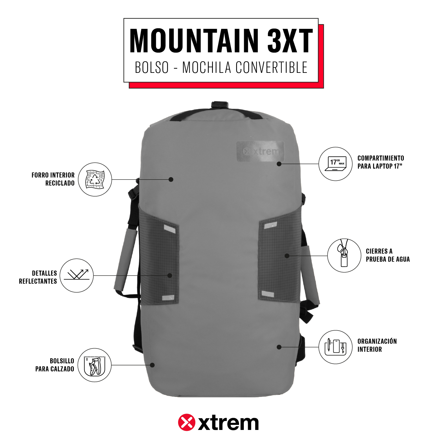 saxoline Mochila-bolso Mountain gris Rebajas de fábrica