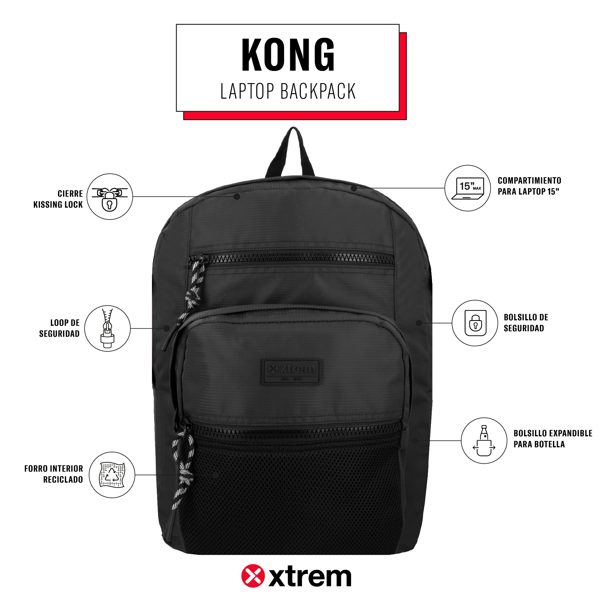 saxoline Mochila para notebook 15" Kong negra Los más vendidos