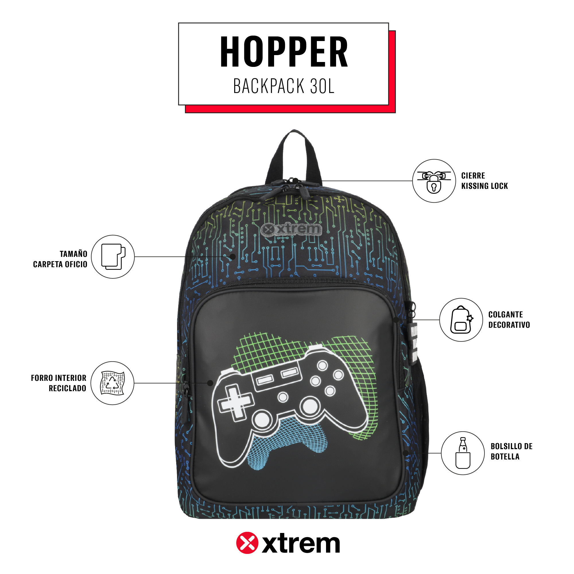 saxoline Mochila Hopper negra gamer Tienda