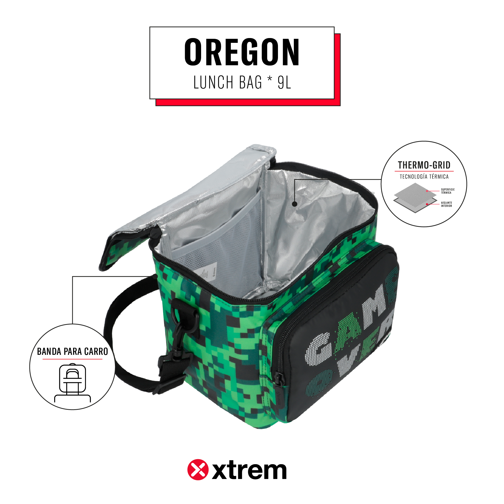 saxoline Lonchera térmica Oregon verde píxeles Superdescuento