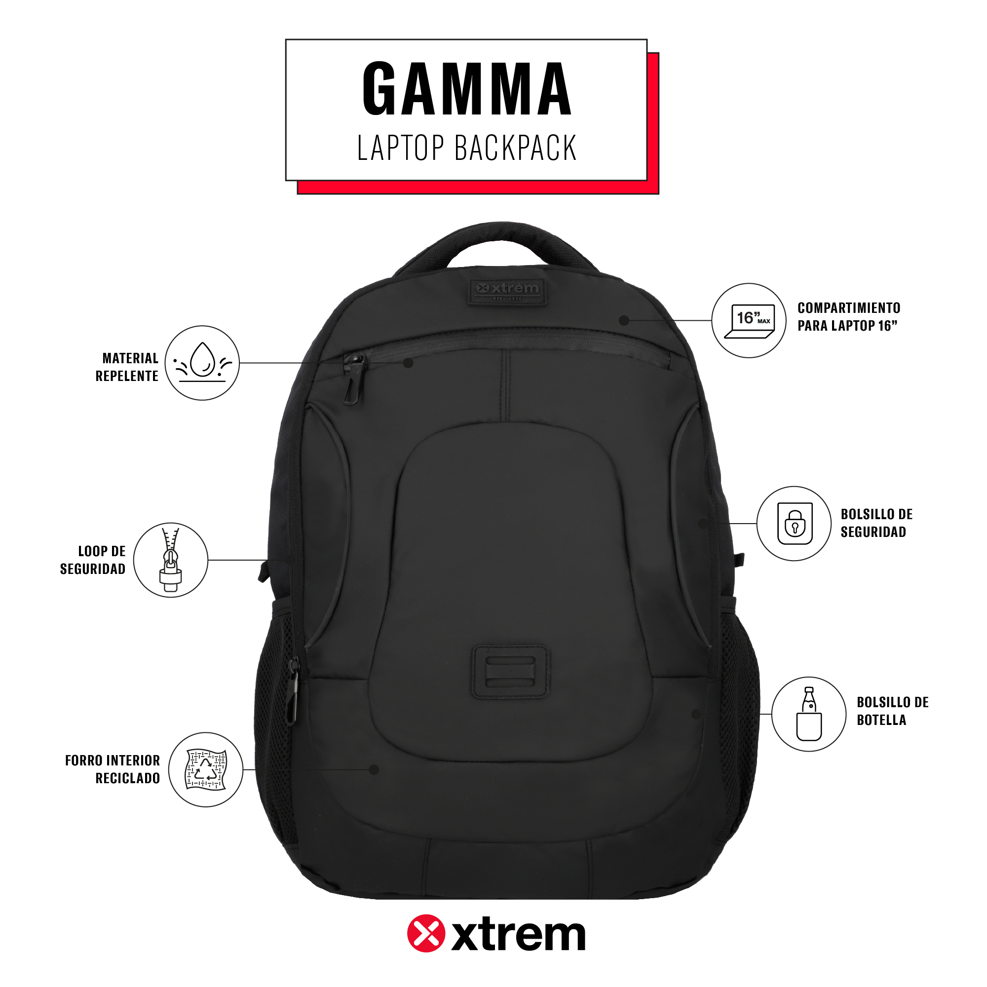 saxoline Mochila para notebook 16" Gamma negra Envío internacional gratuito