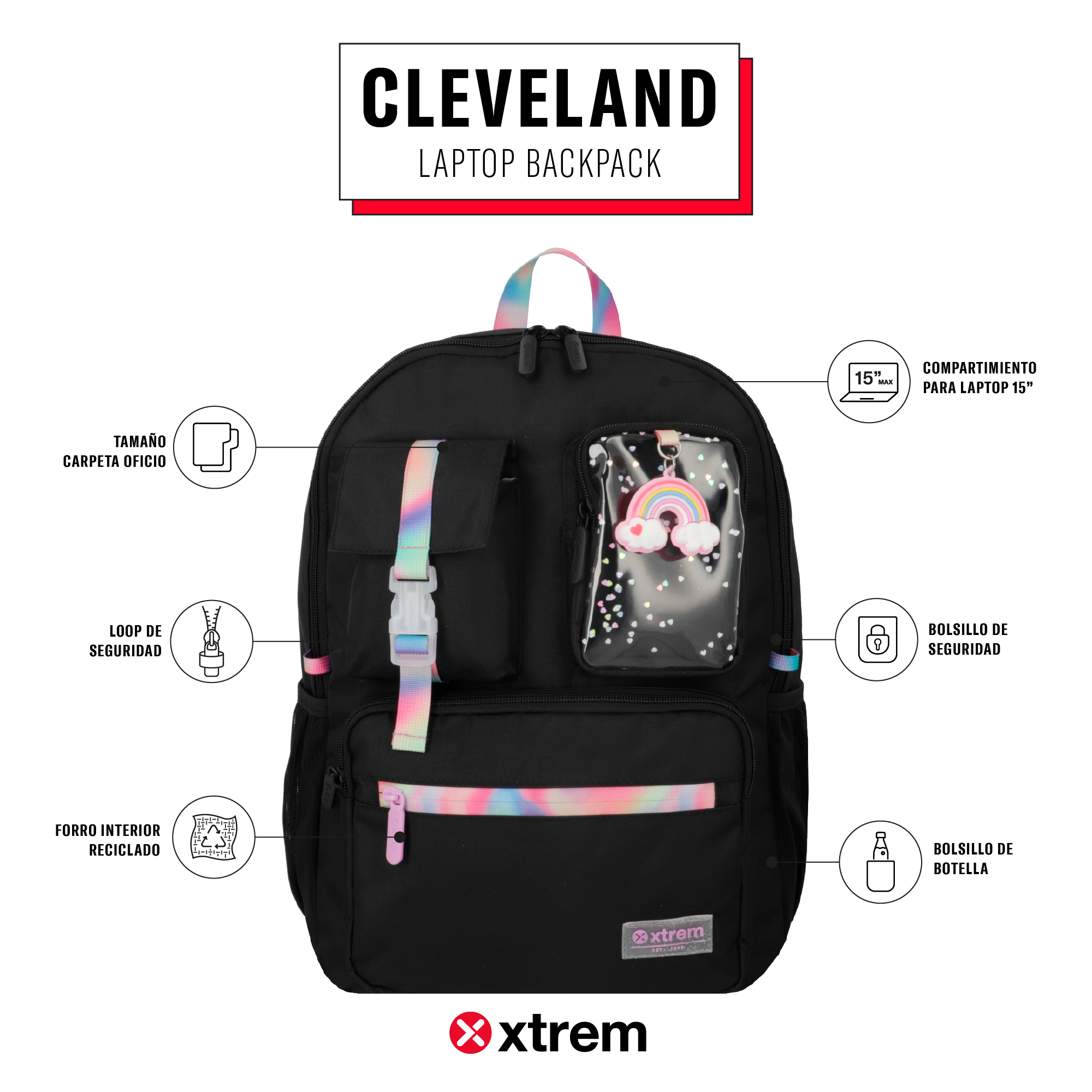 saxoline Mochila para notebook 15" Cleveland negra Grandes ahorros