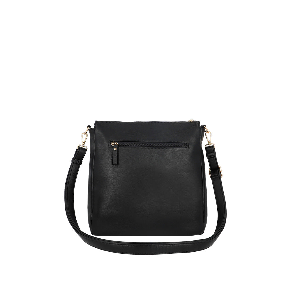 saxoline Bandolera grande Lisse negra Venta caliente