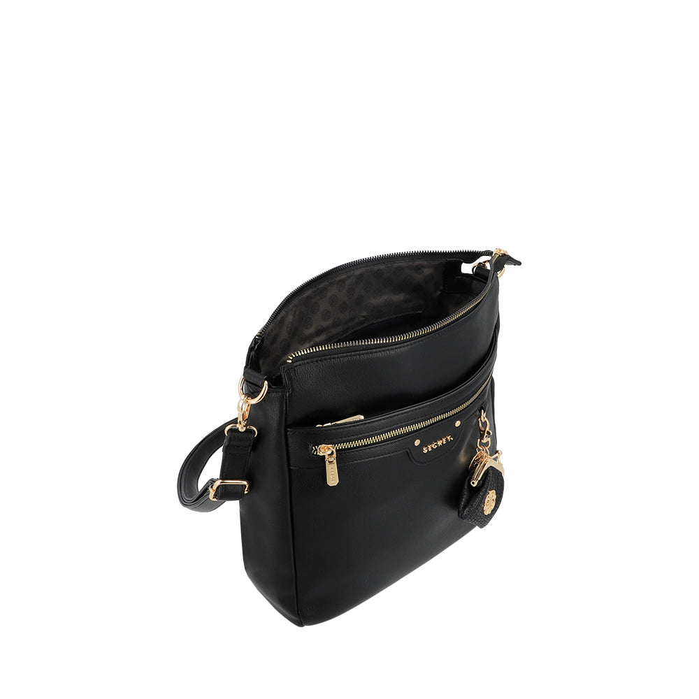 saxoline Bandolera grande Lisse negra Venta caliente