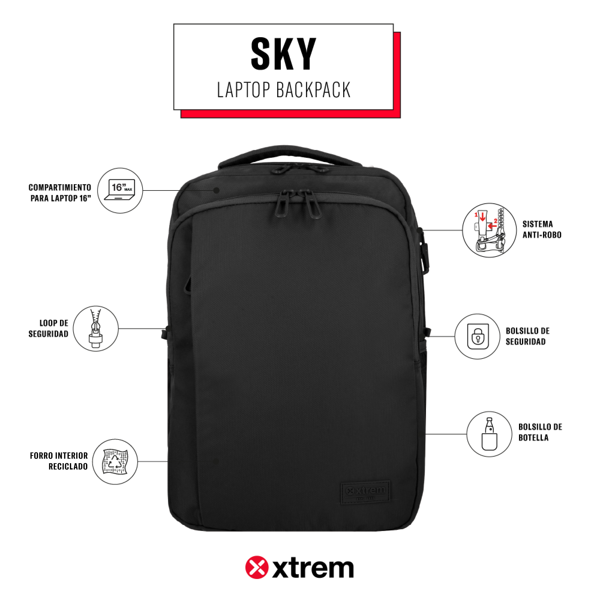 saxoline Mochila para notebook 16" Sky negra En oferta