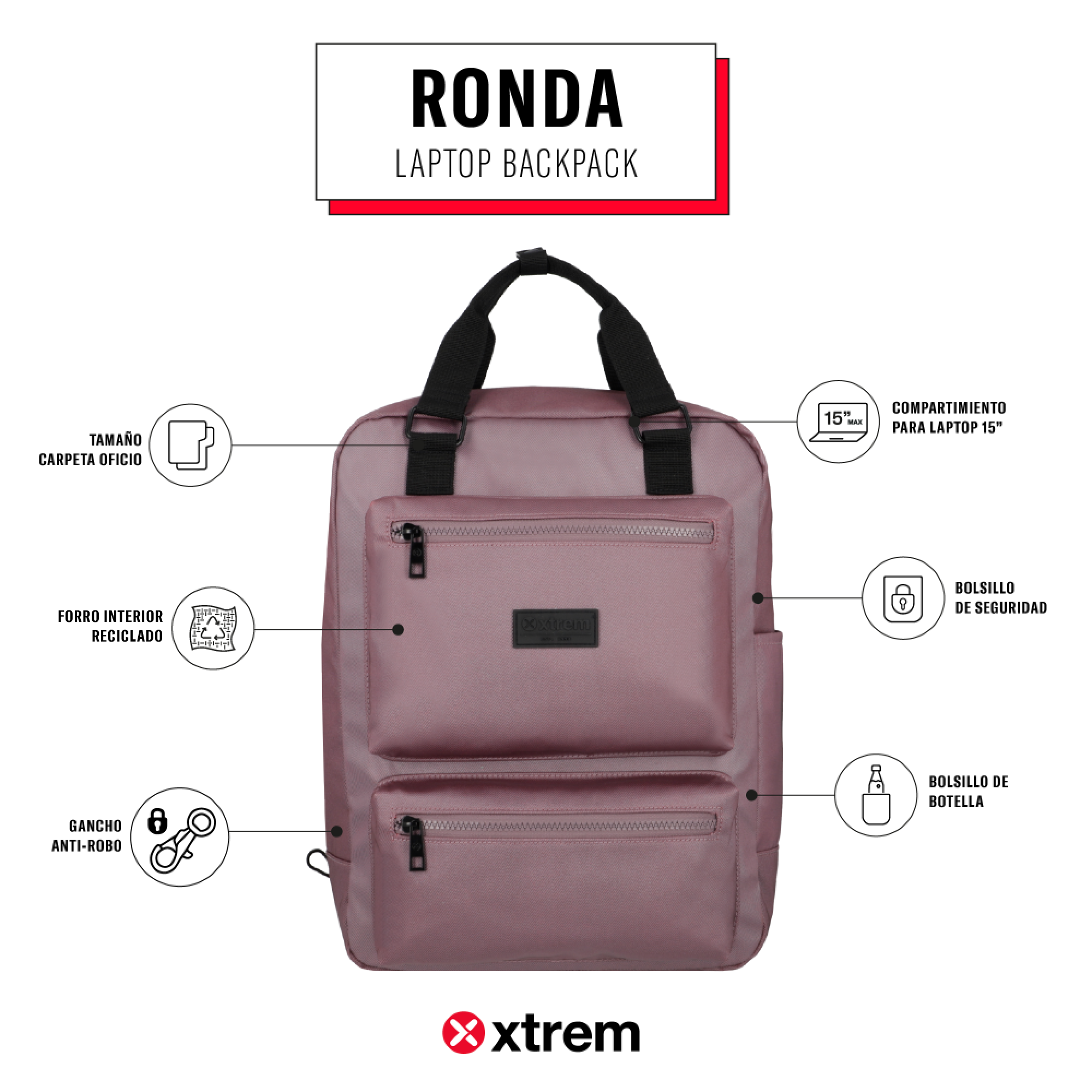 saxoline Mochila para notebook 15" Ronda morada Tienda