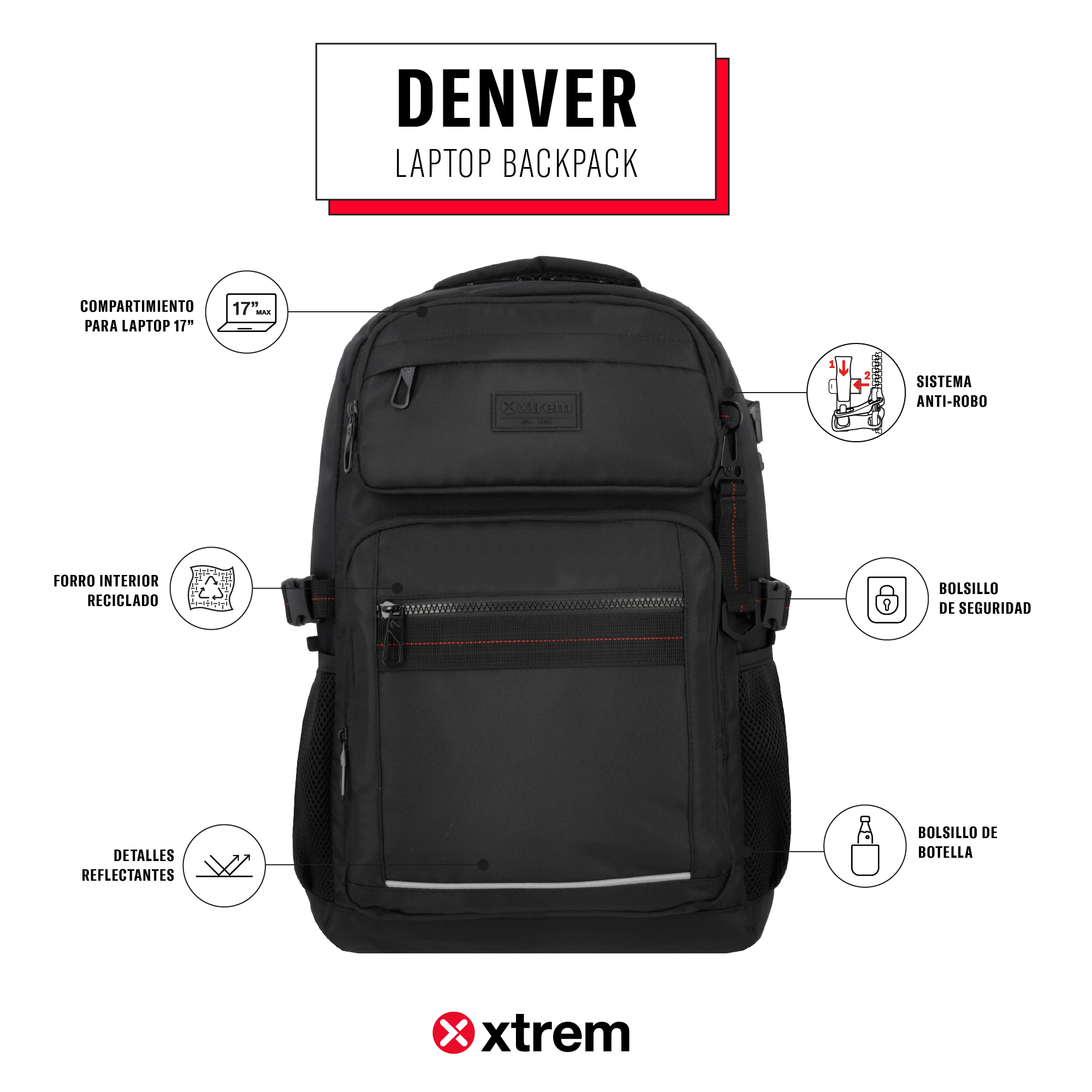 saxoline Mochila para notebook 17" Denver negra Liquidación