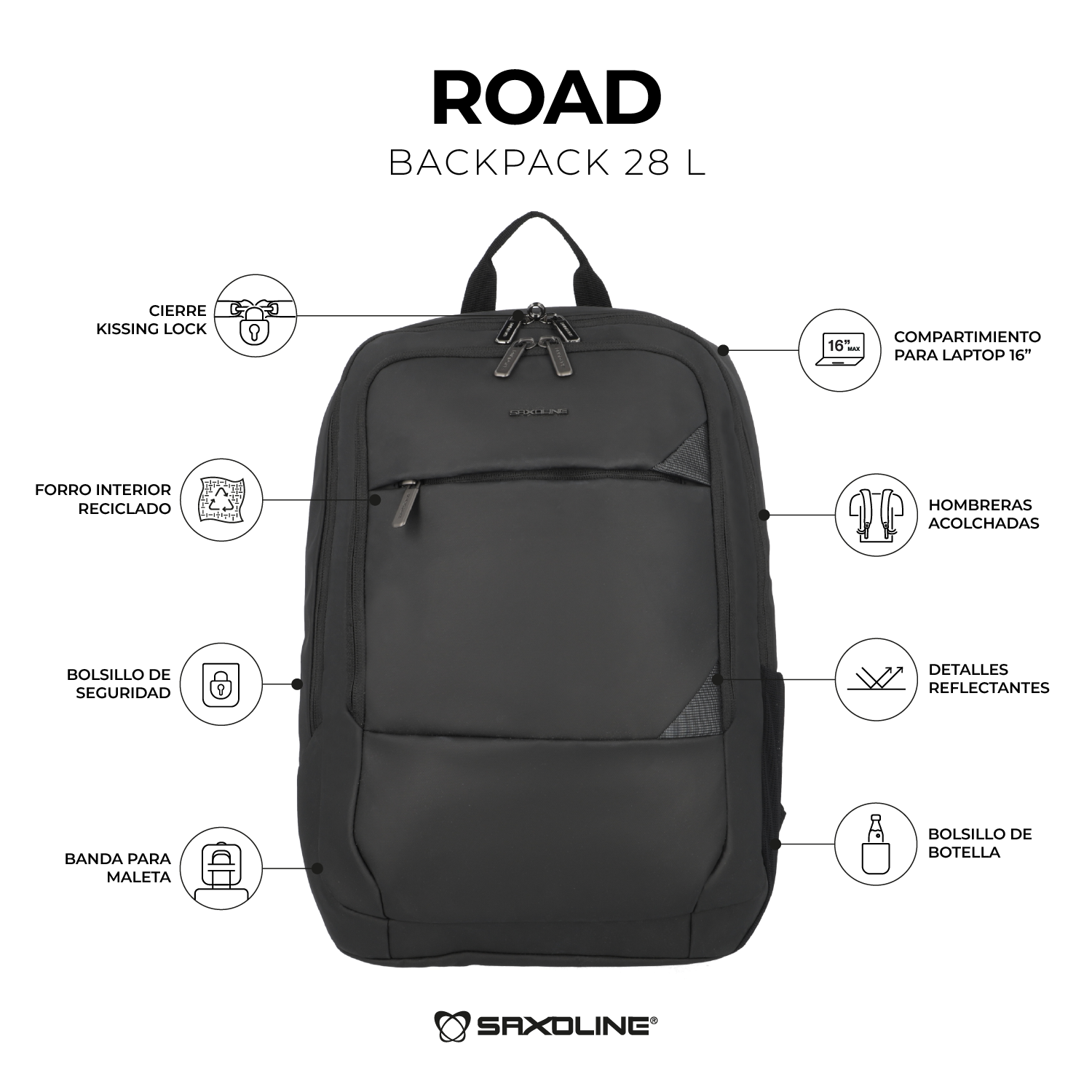 saxoline Mochila Road Para Notebook Negra Precios de Black Friday