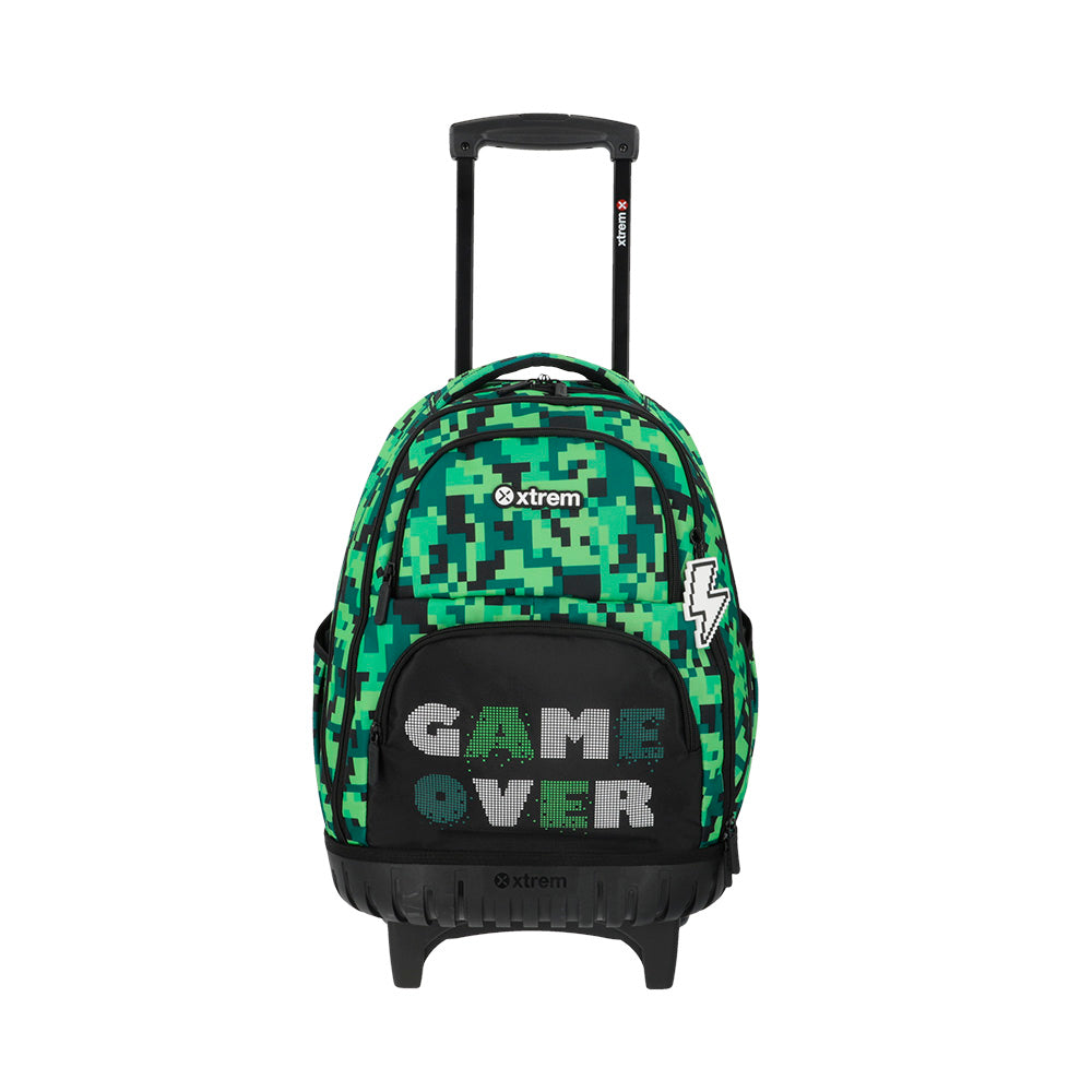 saxoline Mochila con ruedas Cross 2.0 verde píxeles