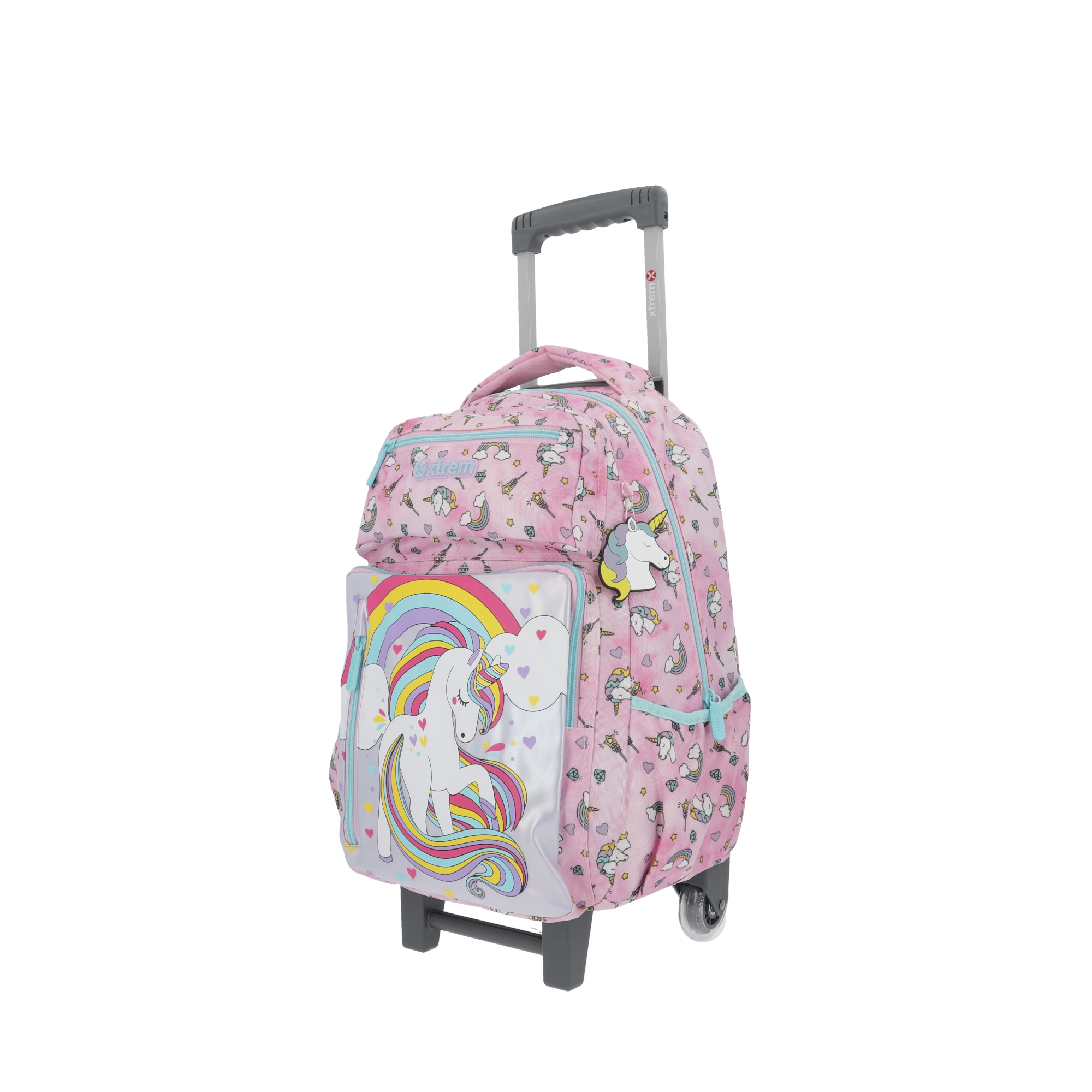 saxoline Set mochila con ruedas + lonchera + estuche New Run Pack Unicorn rosado Rebajas top