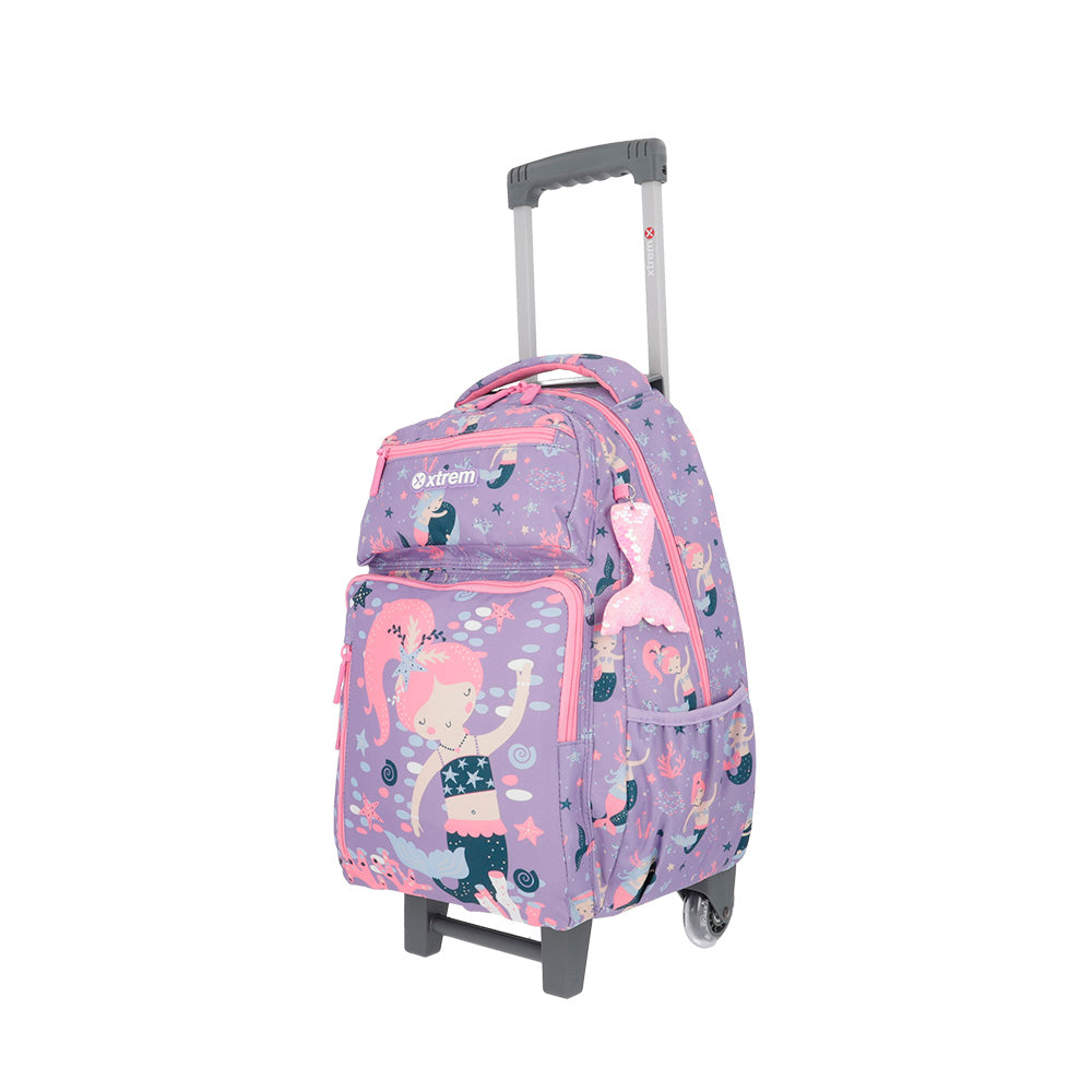 saxoline Set mochila con ruedas + lonchera + estuche New Run Pack Mermaid lila Oferta especial