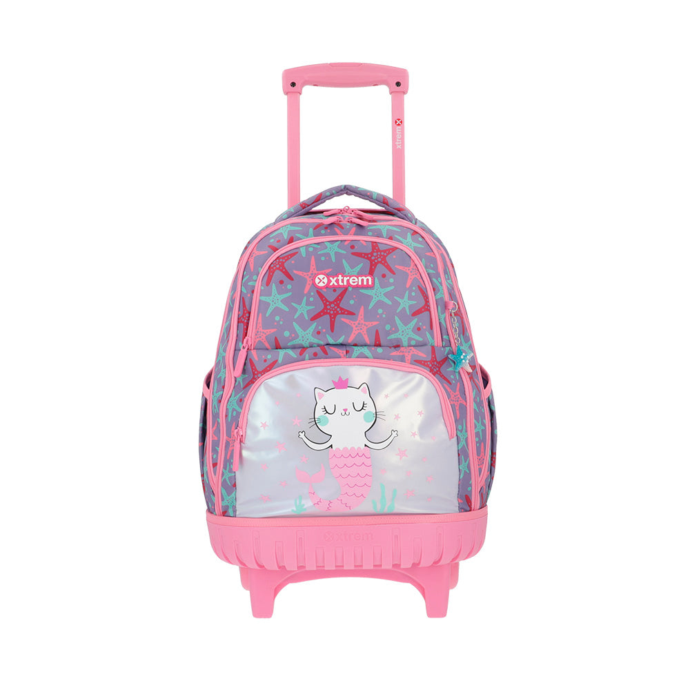 saxoline Mochila con ruedas Cross 2.0 Cats rosada