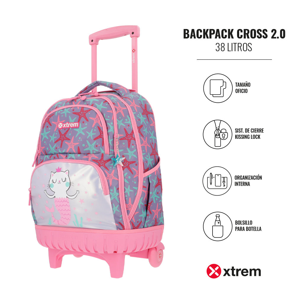 saxoline Mochila con ruedas Cross 2.0 Cats rosada COMPRAR AHORA