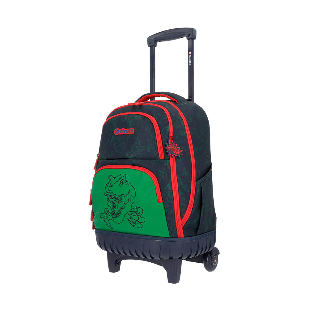 saxoline Mochila con ruedas para niños Cross 2.0 Dino azul Promoción por tiempo limitado