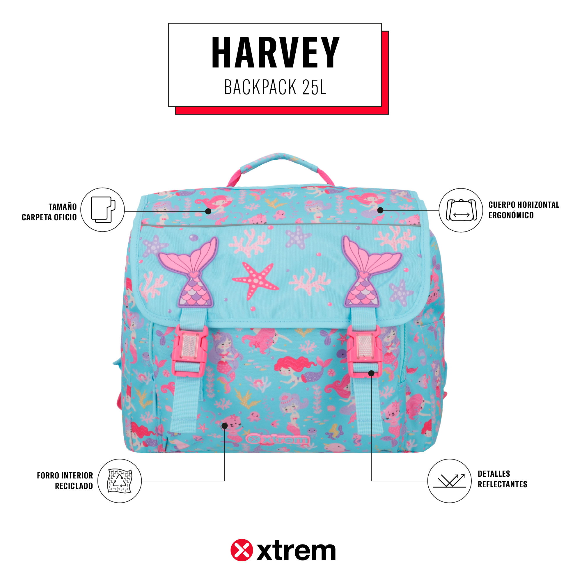 saxoline Mochila Harvey rosada Solo queda un día