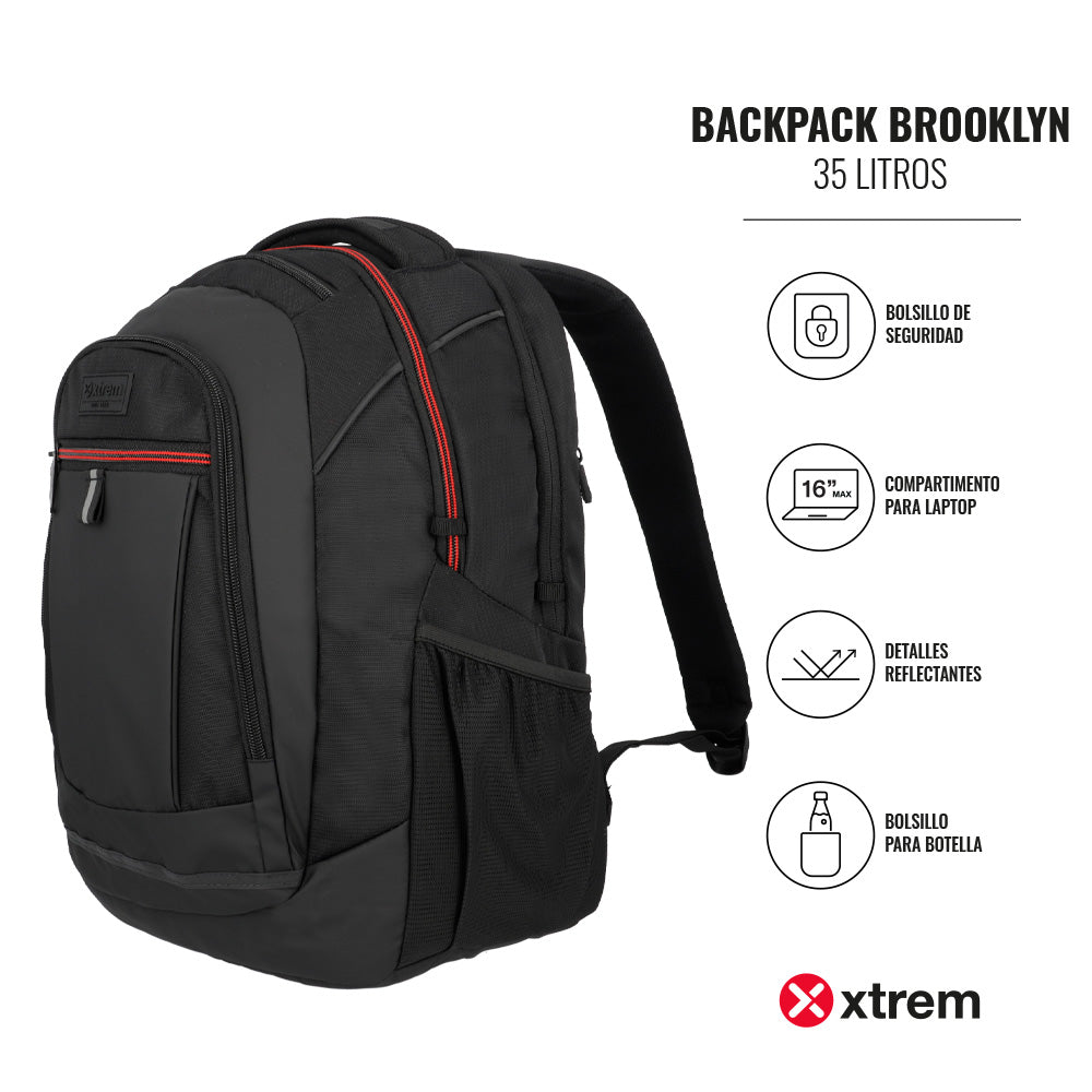 saxoline Mochila para notebook de hombre Brooklyn 16" negra/roja Envío gratis