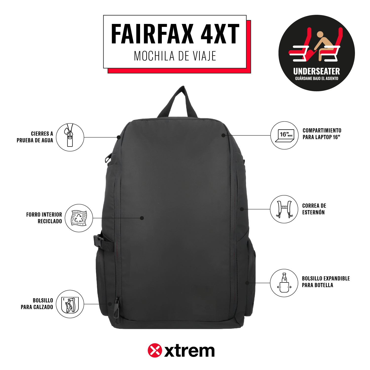 saxoline Mochila para notebook 16" Fairfax negra Superdescuento
