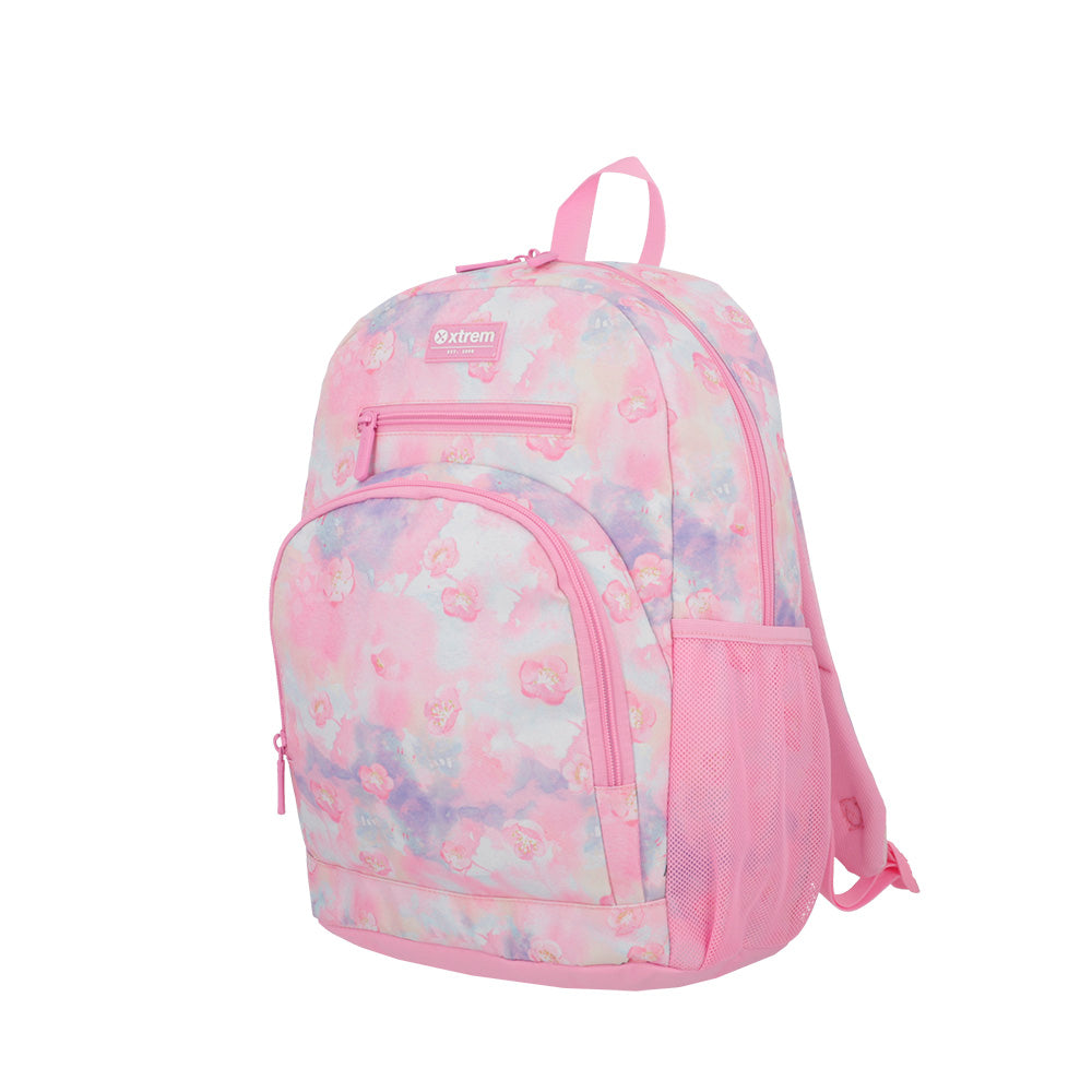 saxoline Set mochila + bolsa + lonchera + estuche Multipack rosado flores Precios de Black Friday