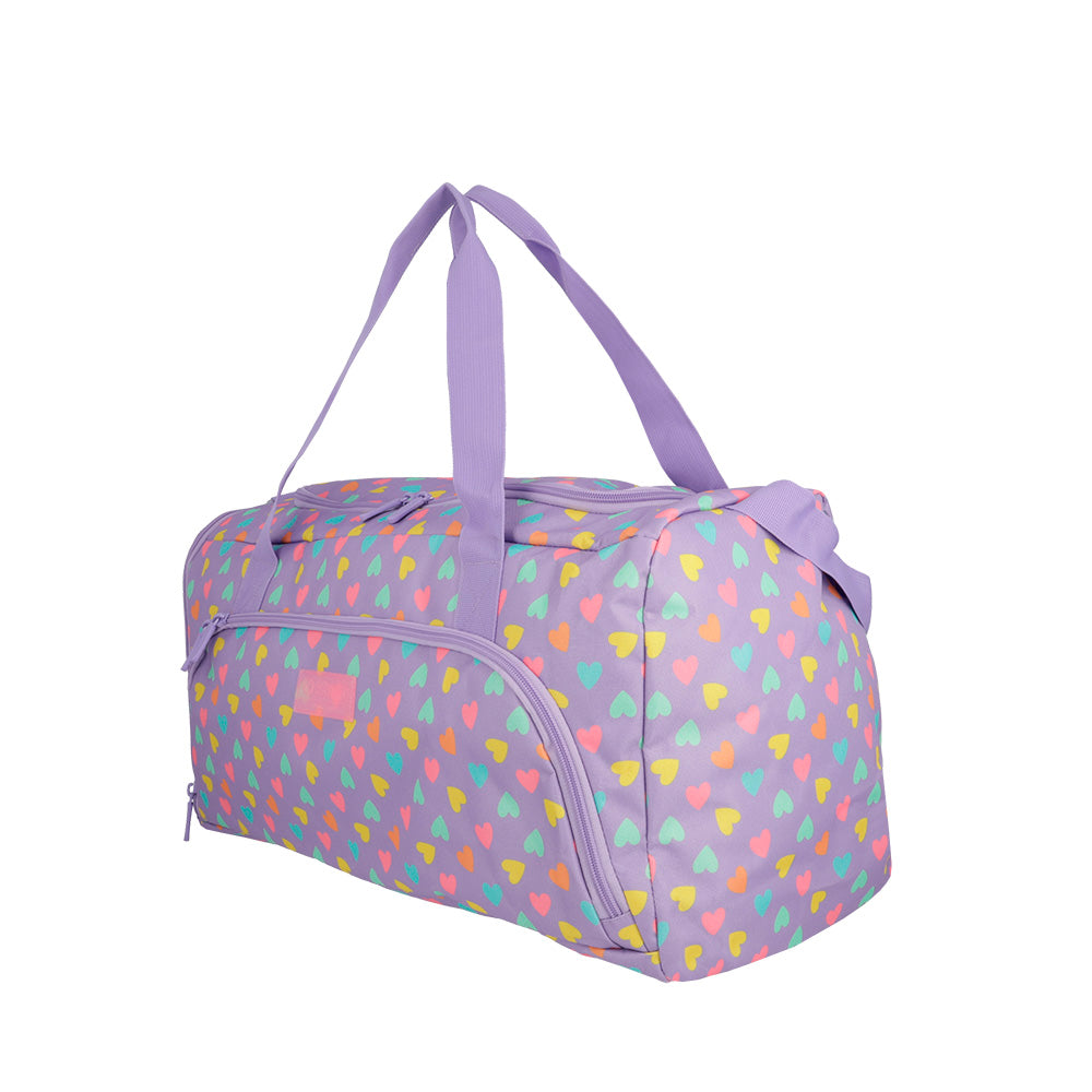 saxoline Megapack mochila escolar + bolso deportivo + lonchera + estuche Heart morado Ofertas de temporada