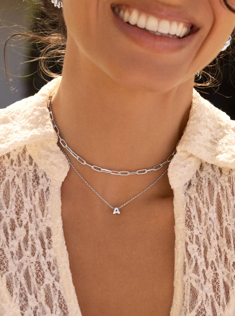 singularu Collar Personalizado Single Letter Plata Descuento por venta flash
