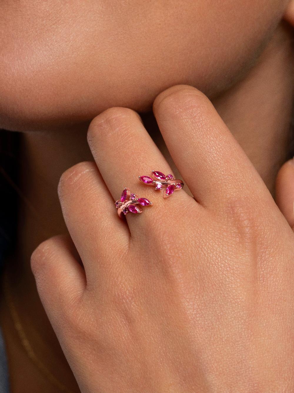 singularu Anillo Buganvilla Raspberry Plata Baño Oro Rosa Rebajas de fin de temporada