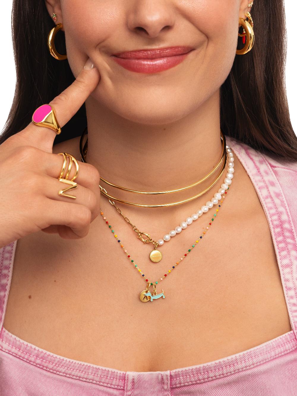 singularu Collar Chic Pearl Acero Baño Oro En línea