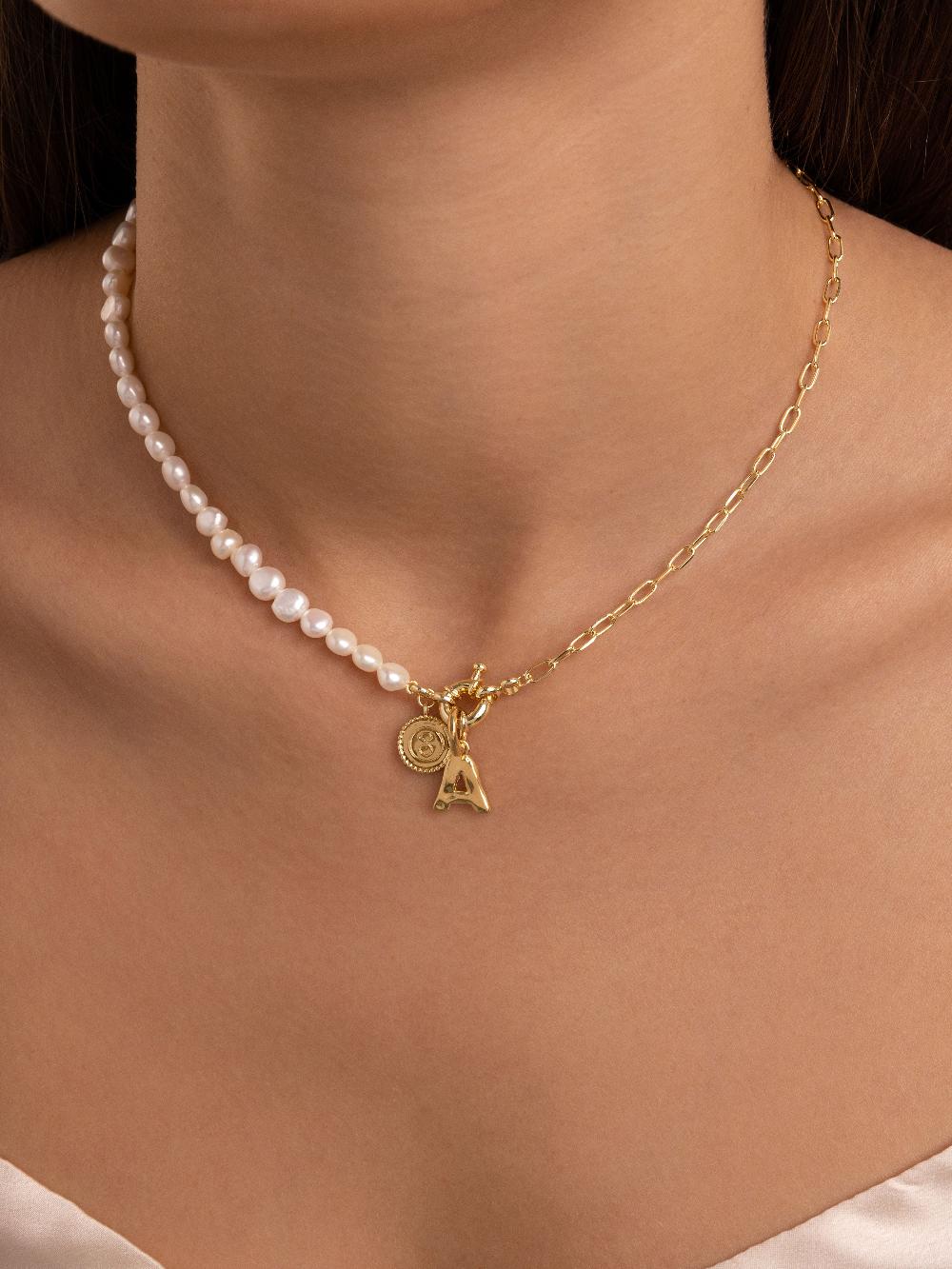 singularu Collar Chic Pearl Acero Baño Oro En línea
