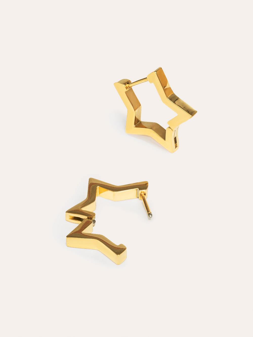 singularu Pendientes Superstar Acero Baño Oro En oferta