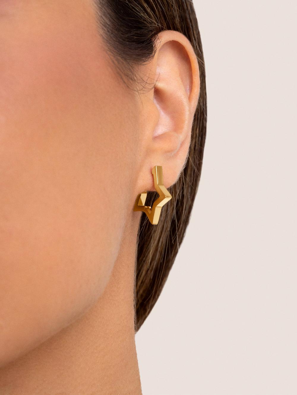 singularu Pendientes Superstar Acero Baño Oro En oferta