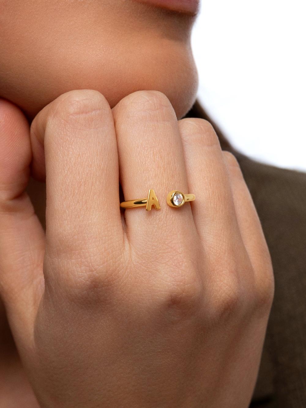 singularu Anillo Personalizado Letter Spark Plata Baño Oro Ventas relámpago
