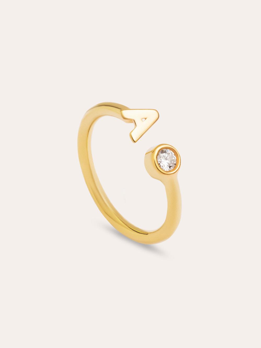 singularu Anillo Personalizado Letter Spark Plata Baño Oro Ventas relámpago