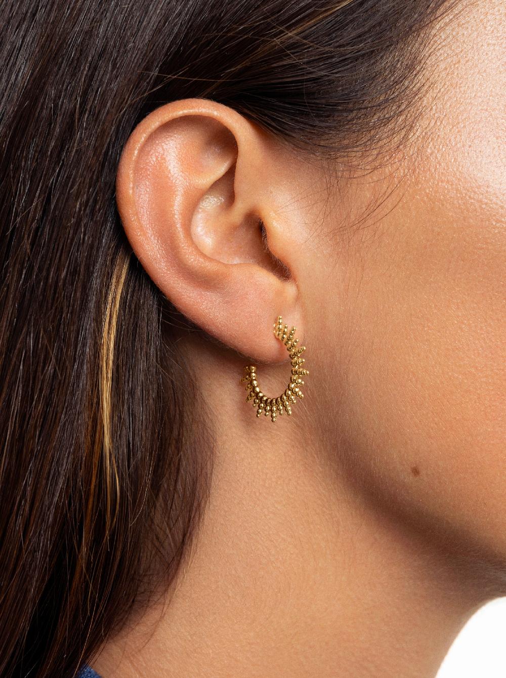 singularu Pendientes Pebbles Sun Baño Oro Mejor oferta