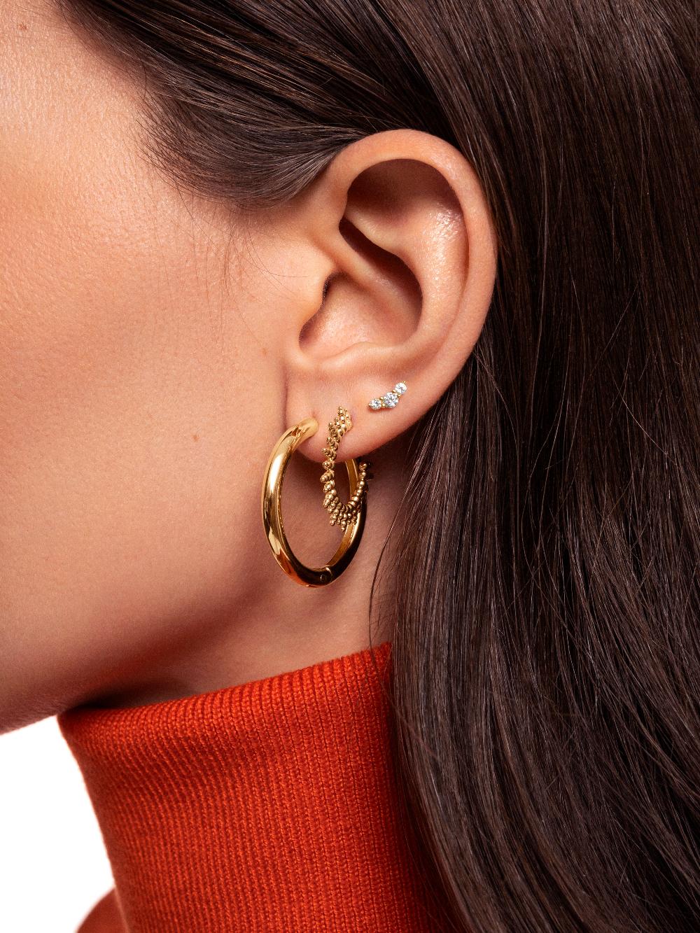 singularu Pendientes Pebbles Sun Baño Oro Mejor oferta