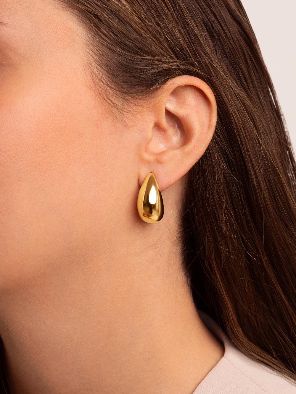 singularu Pendientes Gota Acero Baño Oro Rebajas online