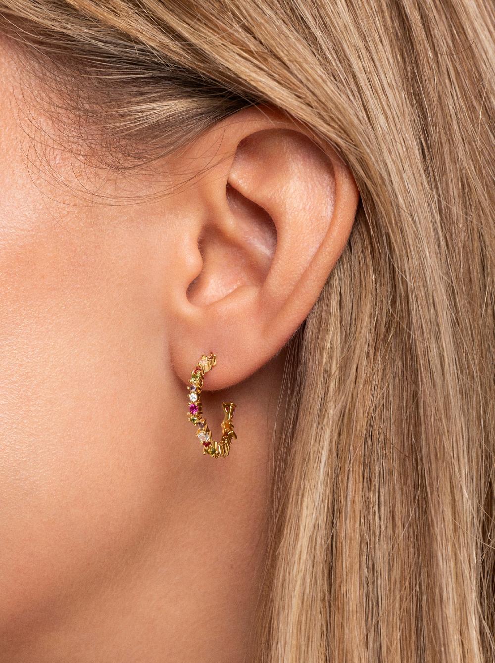 singularu Pendientes Aro Estellar Colors Plata Baño Oro Envío gratis