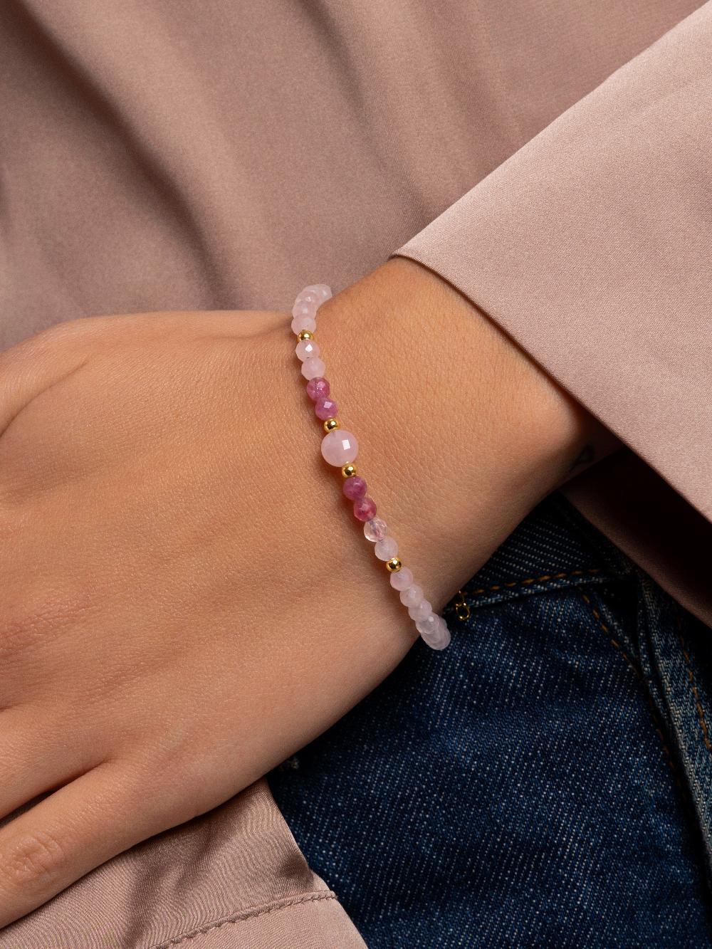 singularu Pulsera Amulet Rose Quartz Acero Baño Oro Último día
