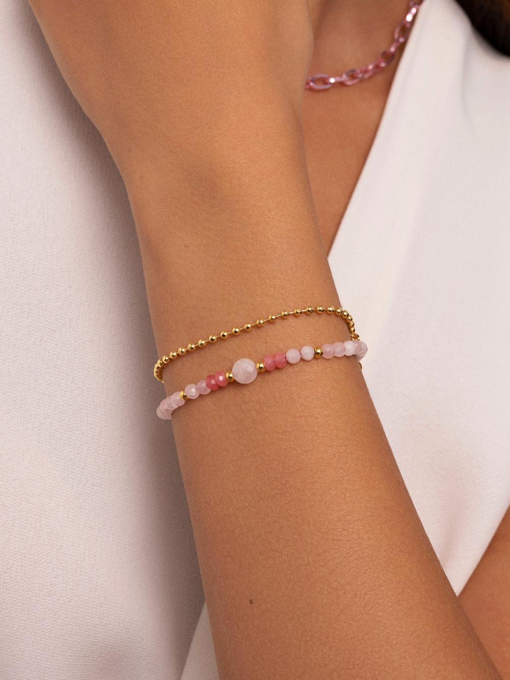 singularu Pulsera Amulet Rose Quartz Acero Baño Oro Último día