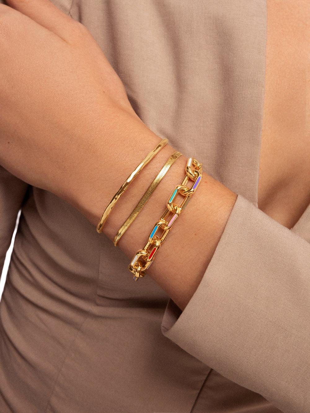 singularu Pulsera Lisse S Acero Baño Oro Oferta especial de fábrica