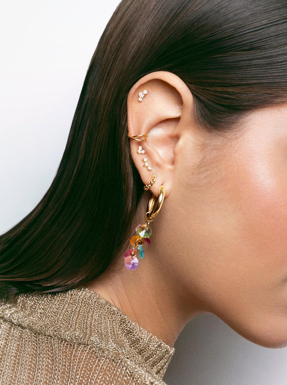 singularu Pendiente Suelto Ear Cuff Cross Plata Baño Oro Envío internacional gratuito