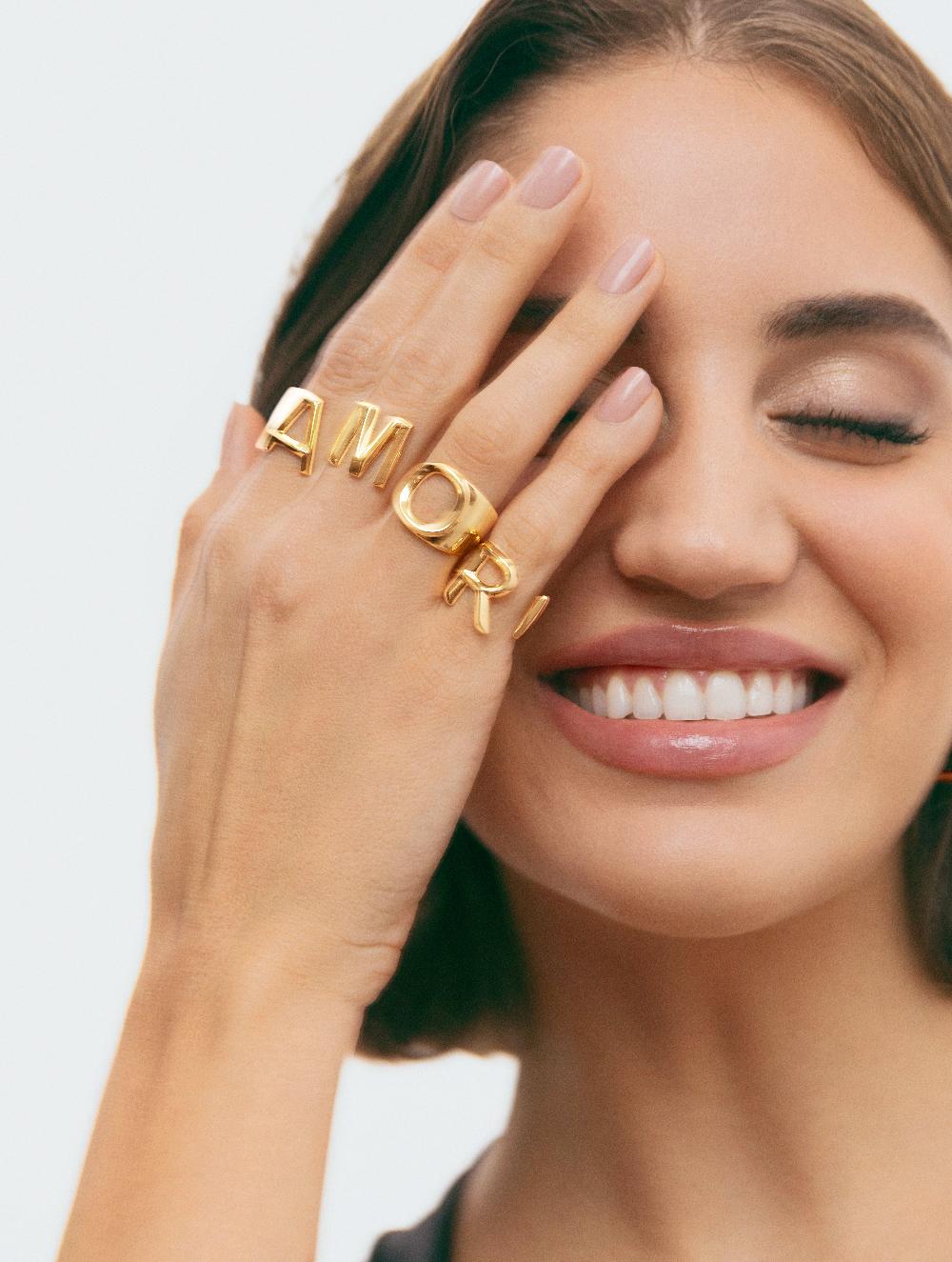 singularu Anillo Personalizado Letter Signet Baño Oro Descuentos del mes