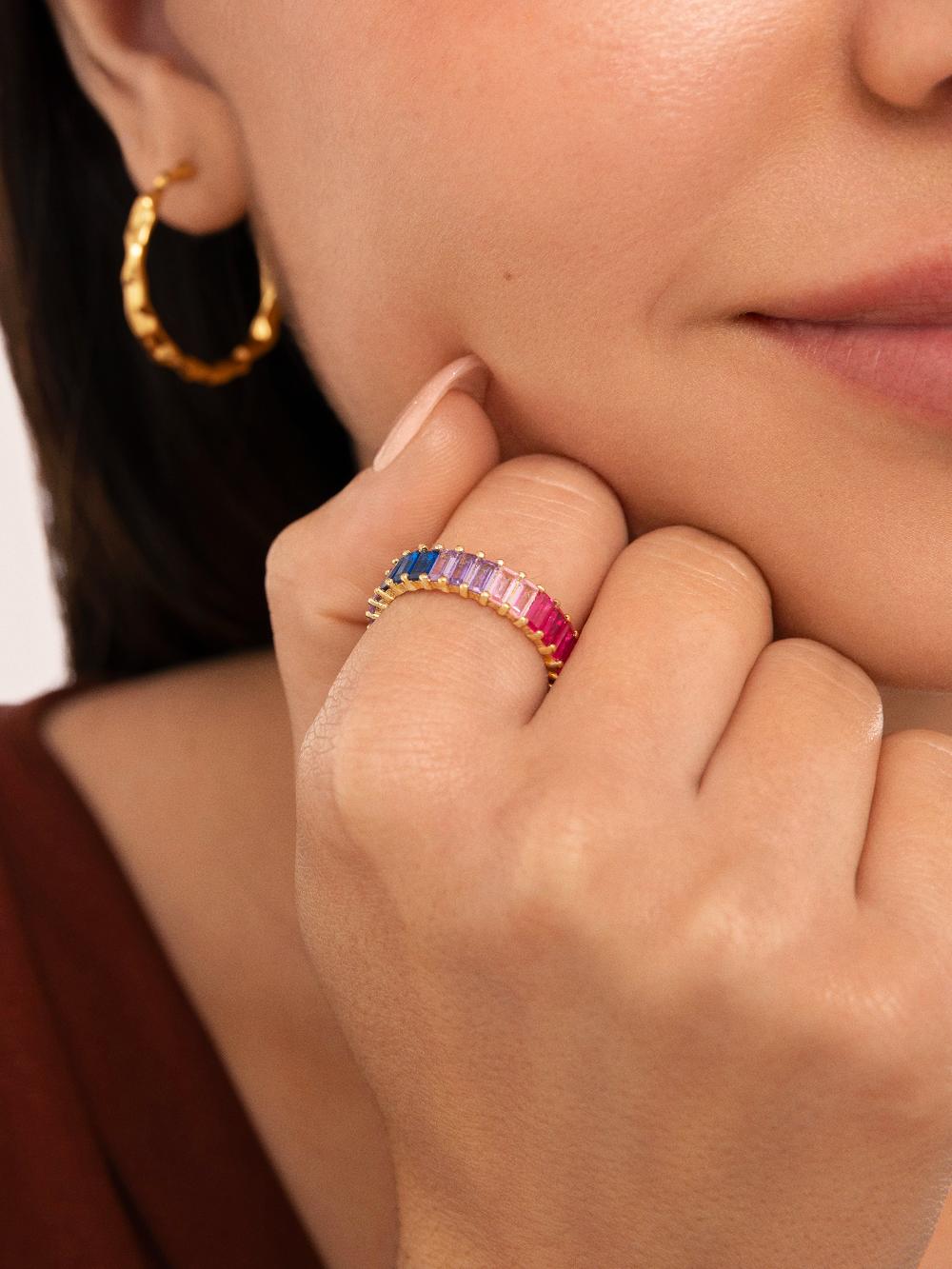 singularu Anillo Sia Berries Plata Baño Oro Última moda